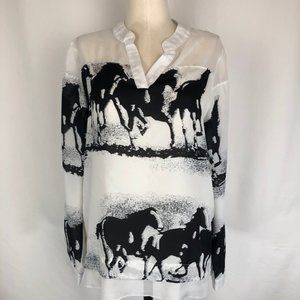 C.O.C. Galloping Horses Black and White Tunic